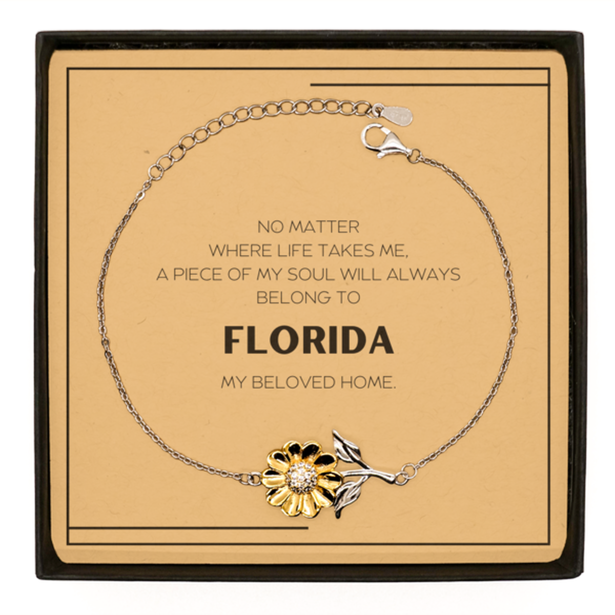 Florida Gift Sunflower Bracelet - My Soul Belongs to Florida | Unique Birthday Gift