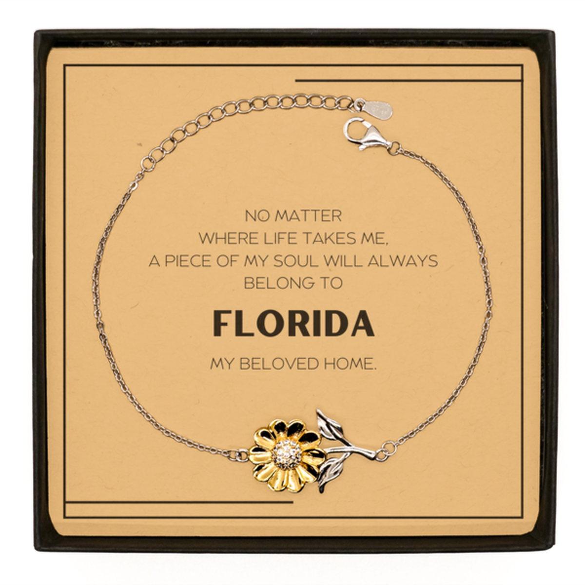 Love Florida State Gifts, My soul will always belong to Florida, Proud Sunflower Bracelet, Birthday Unique Gifts For Florida Men, Women, Friends
