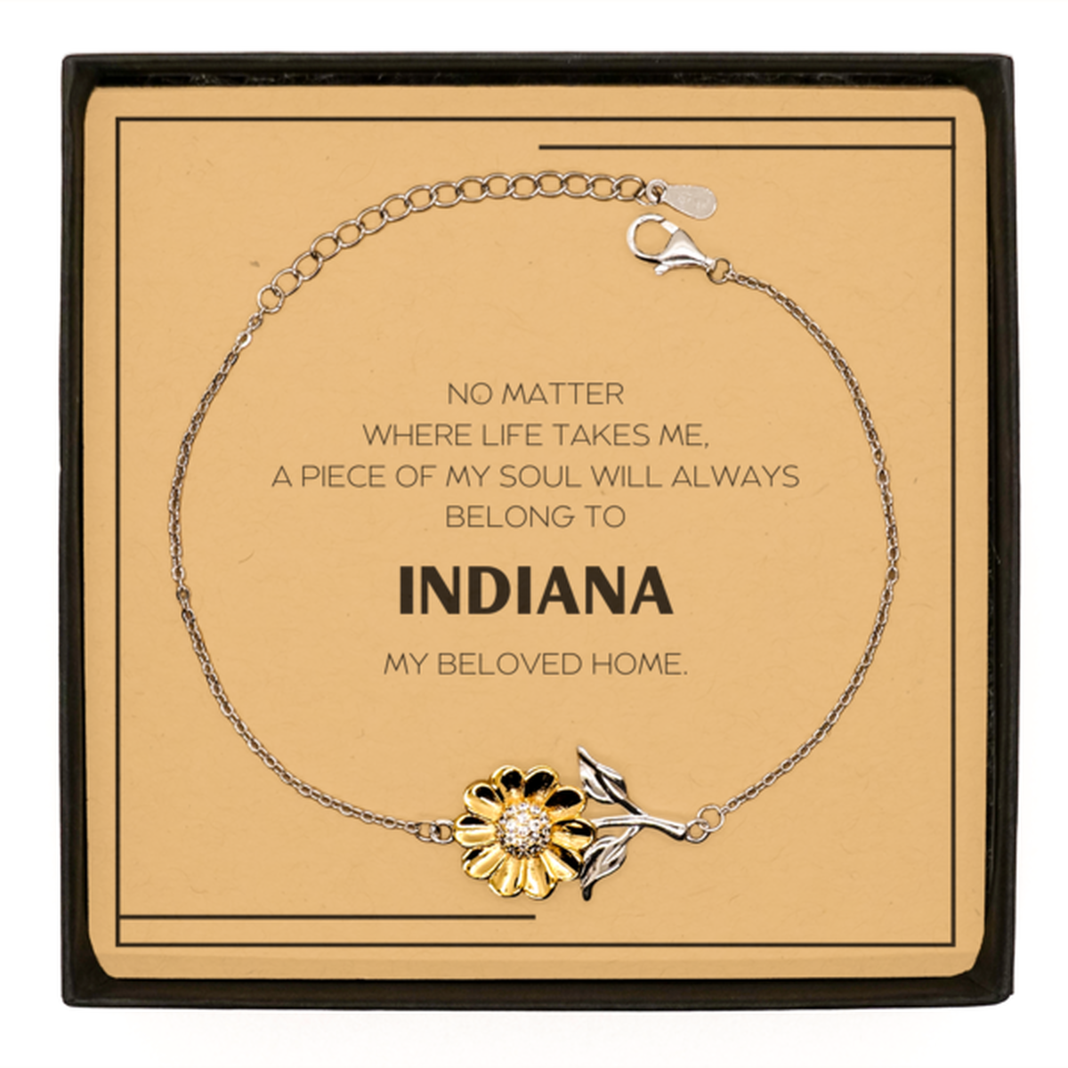 Love Indiana State Gifts, My soul will always belong to Indiana, Proud Sunflower Bracelet, Birthday Unique Gifts For Indiana Men, Women, Friends