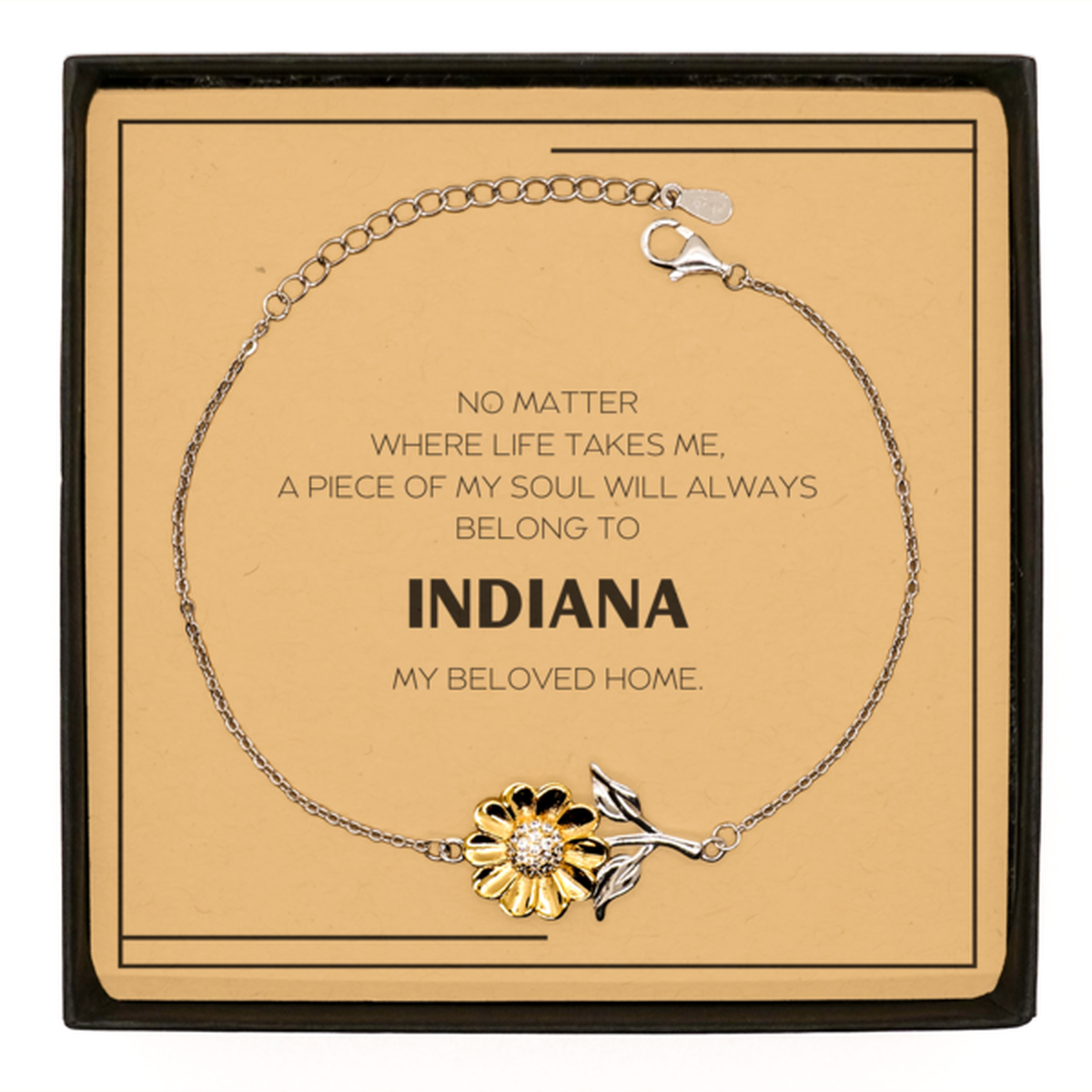 Indiana Sunflower Bracelet - My Soul Will Always Belong to Indiana | Heartfelt Gift