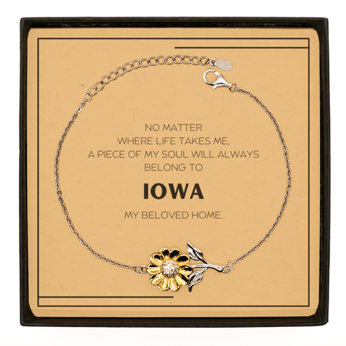 Love Iowa State Gifts, My soul will always belong to Iowa, Proud Sunflower Bracelet, Birthday Unique Gifts For Iowa Men, Women, Friends