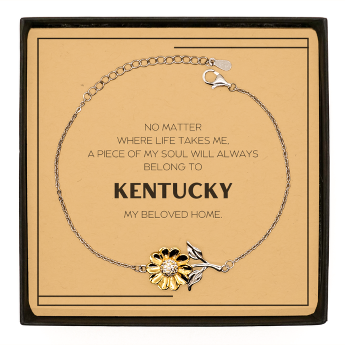 Love Kentucky State Gifts, My soul will always belong to Kentucky, Proud Sunflower Bracelet, Birthday Unique Gifts For Kentucky Men, Women, Friends