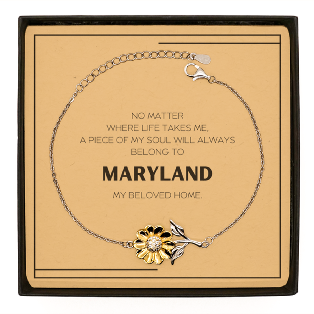 Love Maryland State Gifts, My soul will always belong to Maryland, Proud Sunflower Bracelet, Birthday Unique Gifts For Maryland Men, Women, Friends