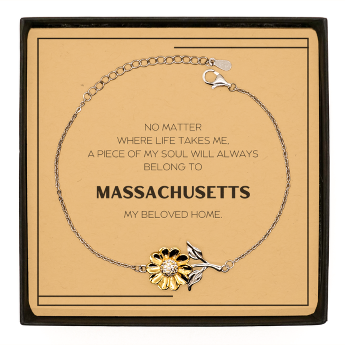 Massachusetts Sunflower Bracelet - My Soul Belongs to Massachusetts | Meaningful Gift