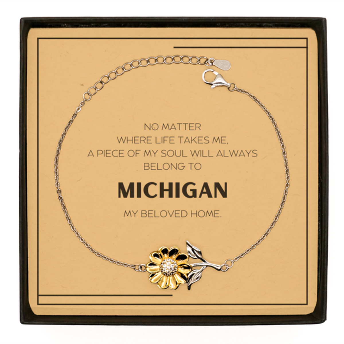 Michigan State Sunflower Bracelet - My Soul Will Always Belong to Michigan | Meaningful Gift