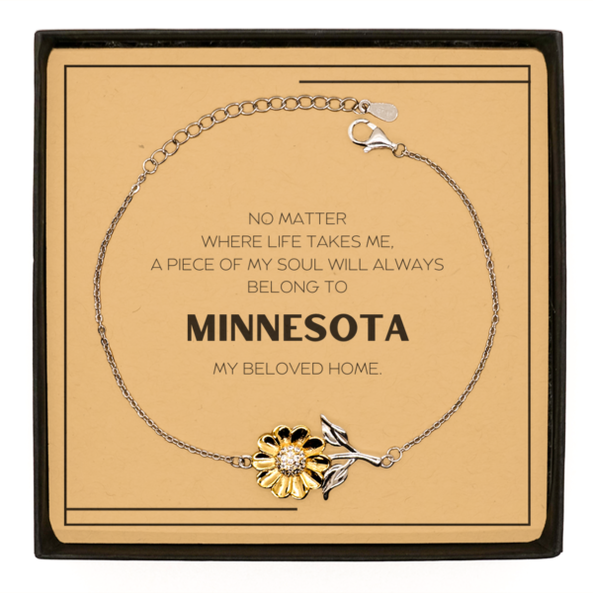Minnesota Sunflower Bracelet - My Soul Will Always Belong to Minnesota | Birthday Gift