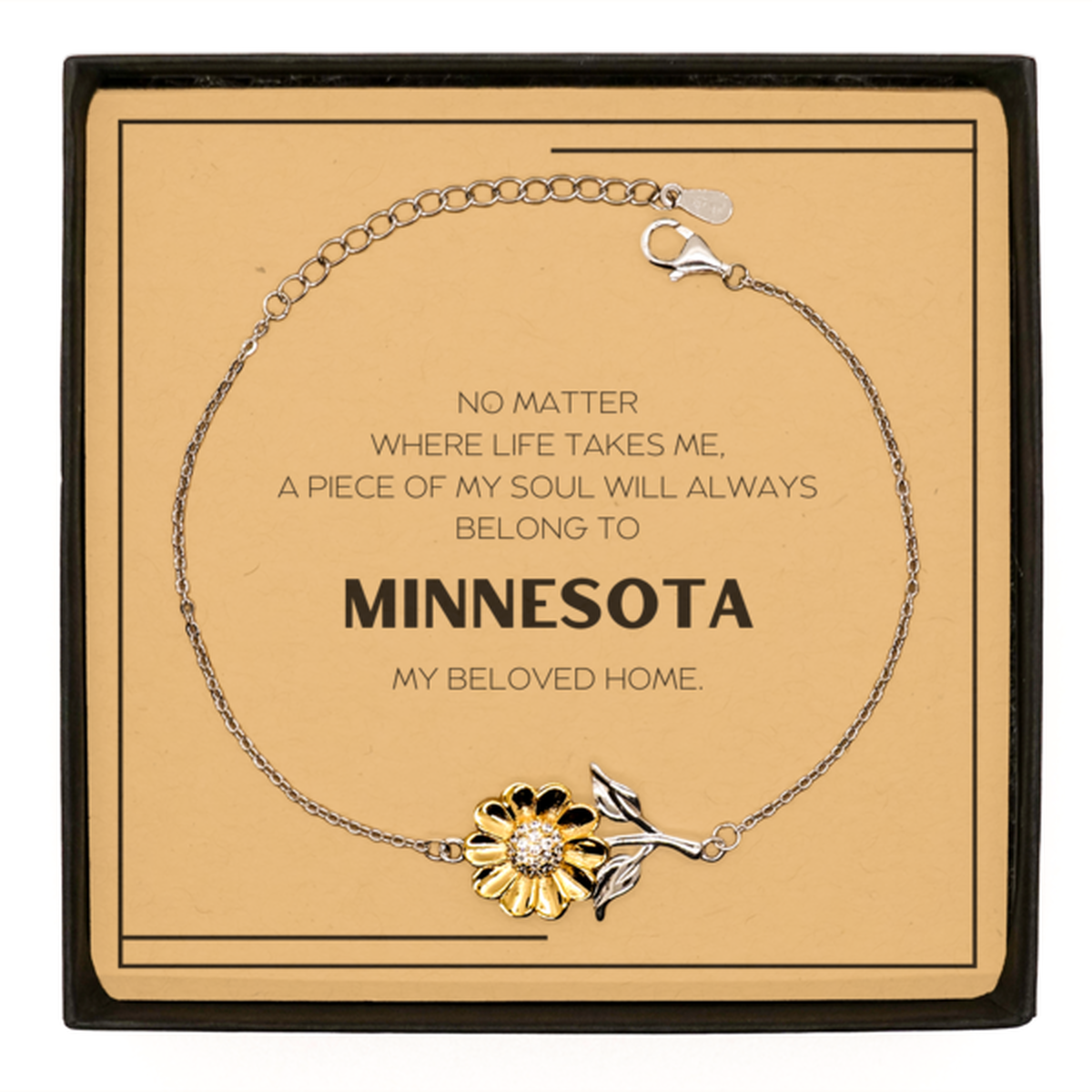 Love Minnesota State Gifts, My soul will always belong to Minnesota, Proud Sunflower Bracelet, Birthday Unique Gifts For Minnesota Men, Women, Friends