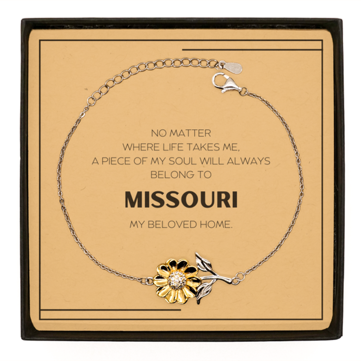 Love Missouri State Gifts, My soul will always belong to Missouri, Proud Sunflower Bracelet, Birthday Unique Gifts For Missouri Men, Women, Friends