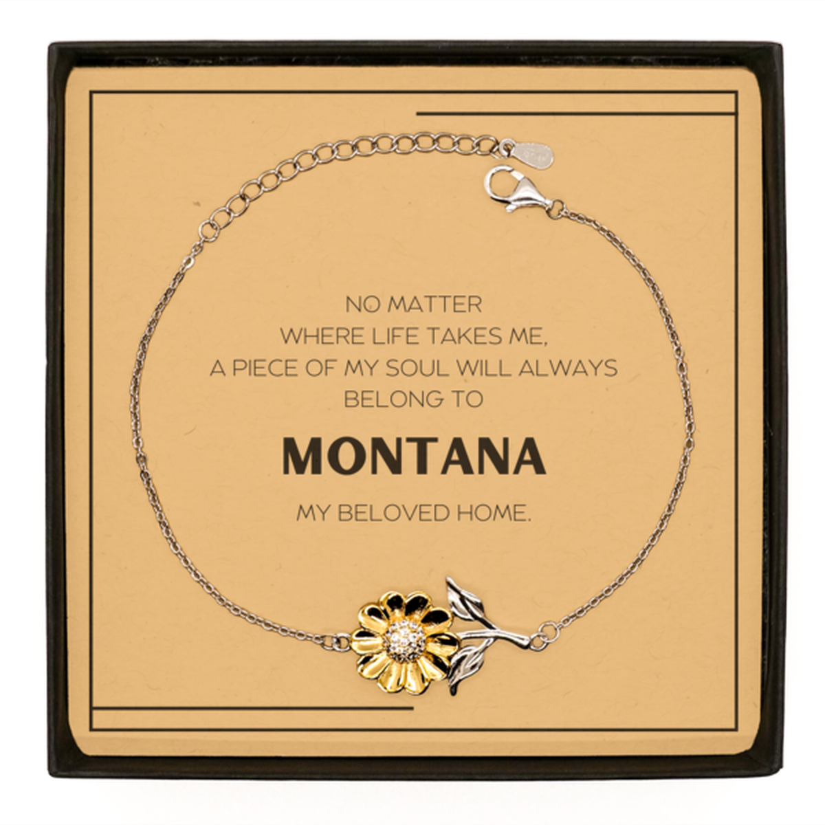 Montana Gift Sunflower Bracelet - My Soul Belongs to Montana | Perfect Birthday Gift
