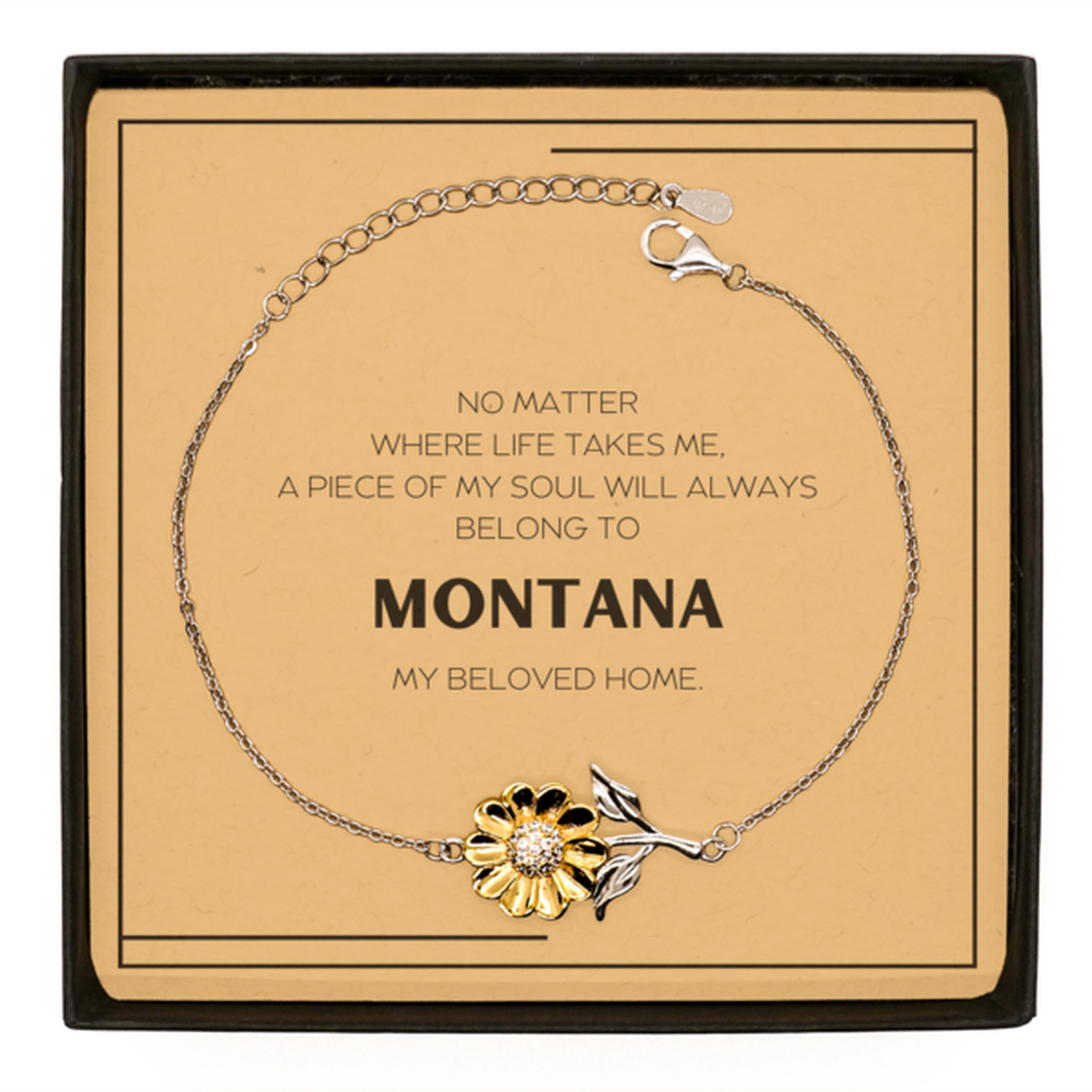 Love Montana State Gifts, My soul will always belong to Montana, Proud Sunflower Bracelet, Birthday Unique Gifts For Montana Men, Women, Friends