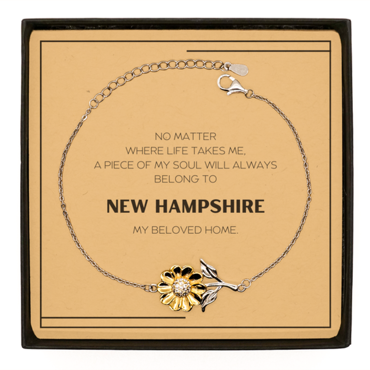 New Hampshire Sunflower Bracelet - My Soul Will Always Belong to New Hampshire | Unique Birthday Gift
