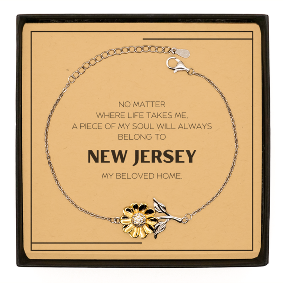 New Jersey Gift Sunflower Bracelet - My Soul Belongs to NJ | Meaningful Birthday Gift
