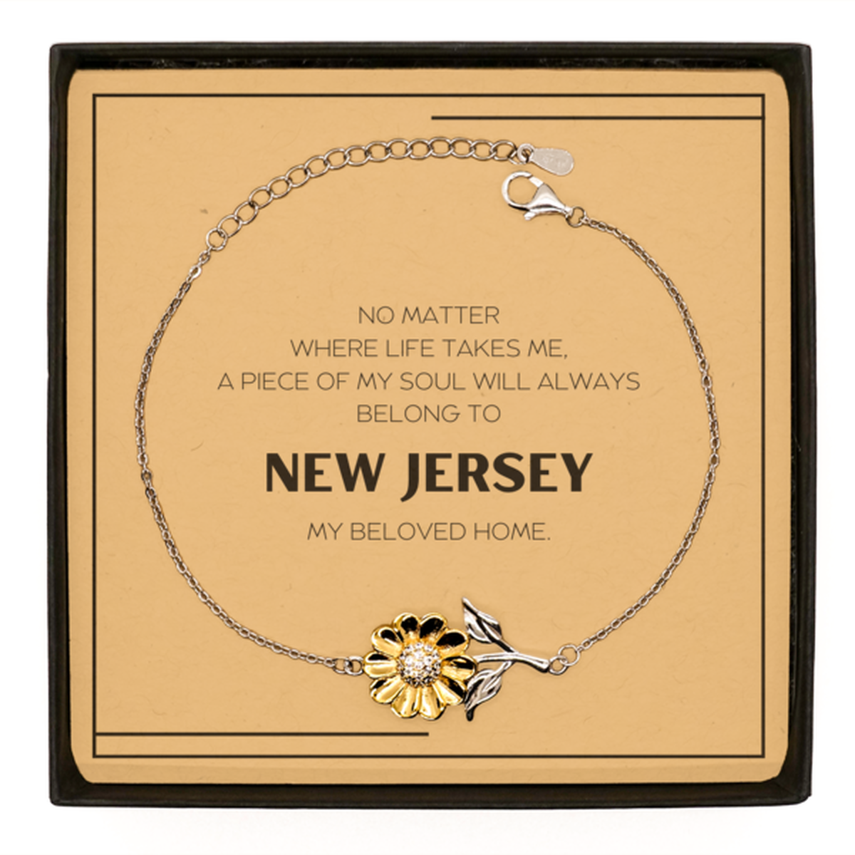 Love New Jersey State Gifts, My soul will always belong to New Jersey, Proud Sunflower Bracelet, Birthday Unique Gifts For New Jersey Men, Women, Friends