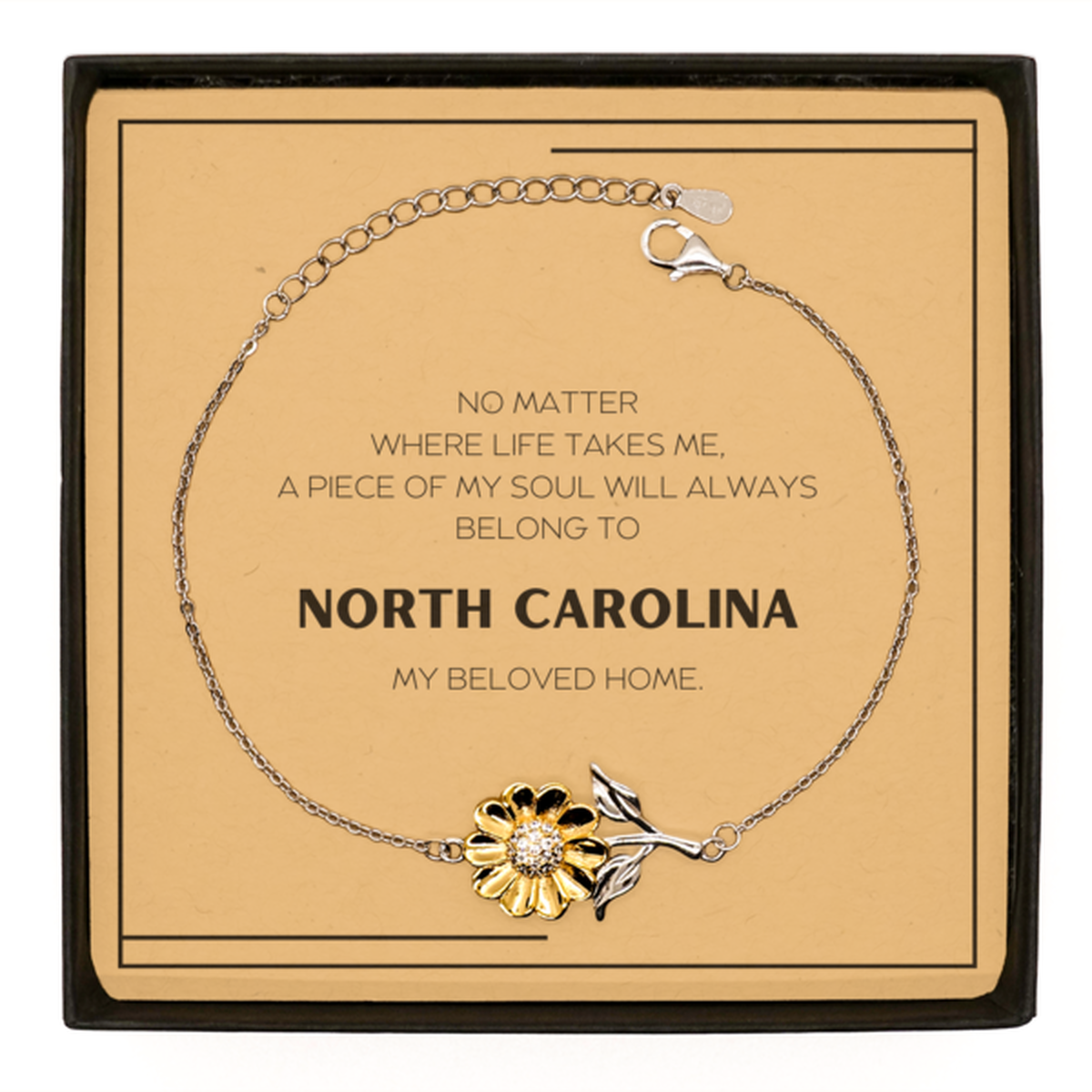 Love North Carolina State Gifts, My soul will always belong to North Carolina, Proud Sunflower Bracelet, Birthday Unique Gifts For North Carolina Men, Women, Friends