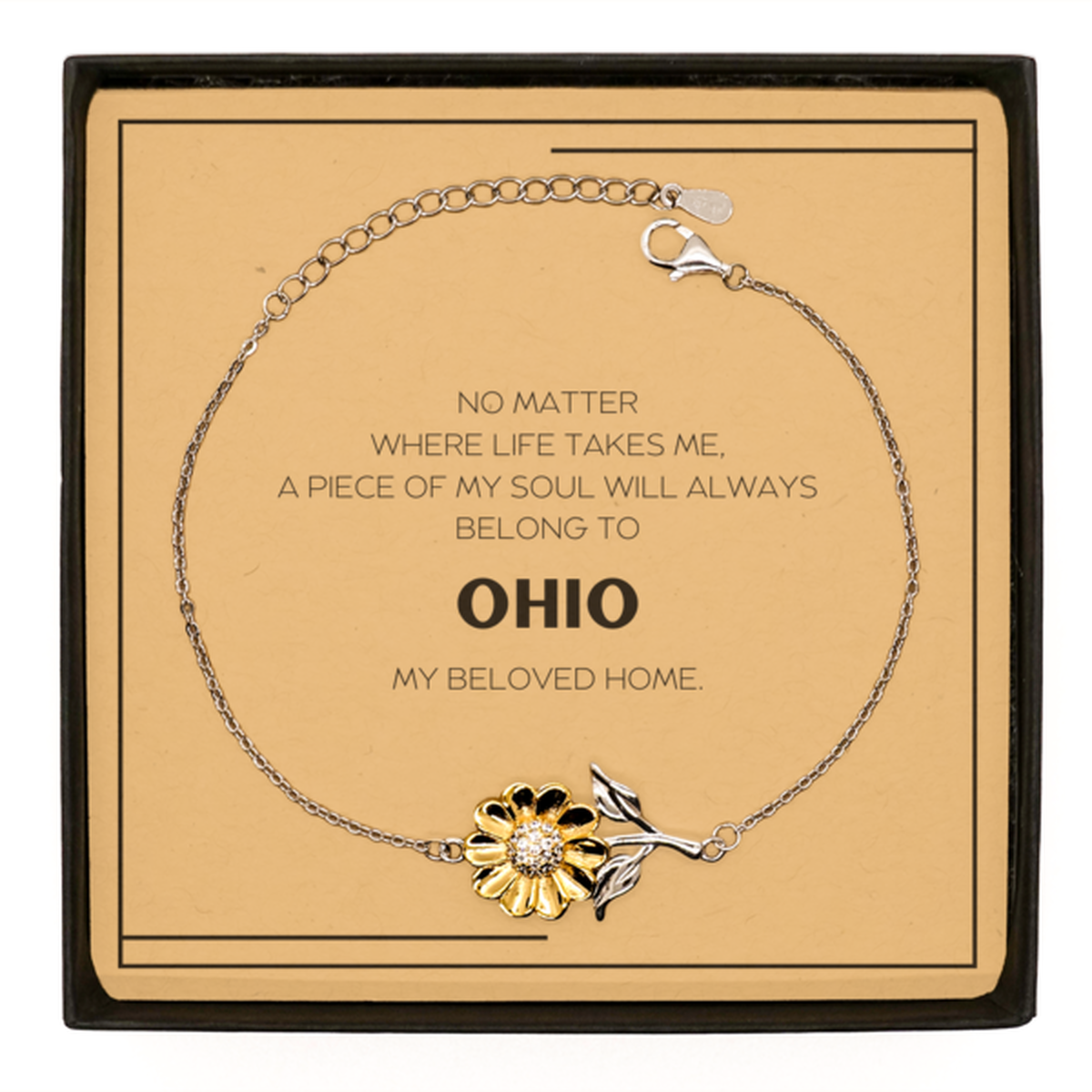 Ohio State Sunflower Bracelet - My Soul Will Always Belong to Ohio | Thoughtful Gift