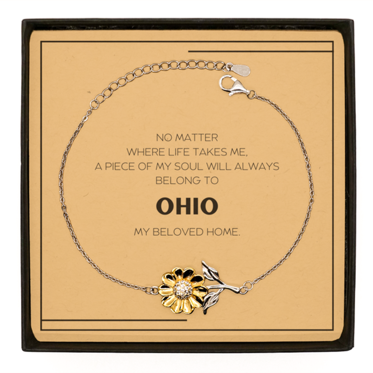 Love Ohio State Gifts, My soul will always belong to Ohio, Proud Sunflower Bracelet, Birthday Unique Gifts For Ohio Men, Women, Friends