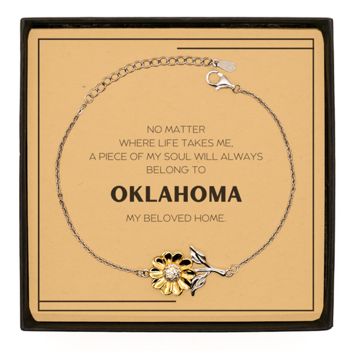 Oklahoma State Sunflower Bracelet - My Soul Belongs to Oklahoma | Meaningful Gift