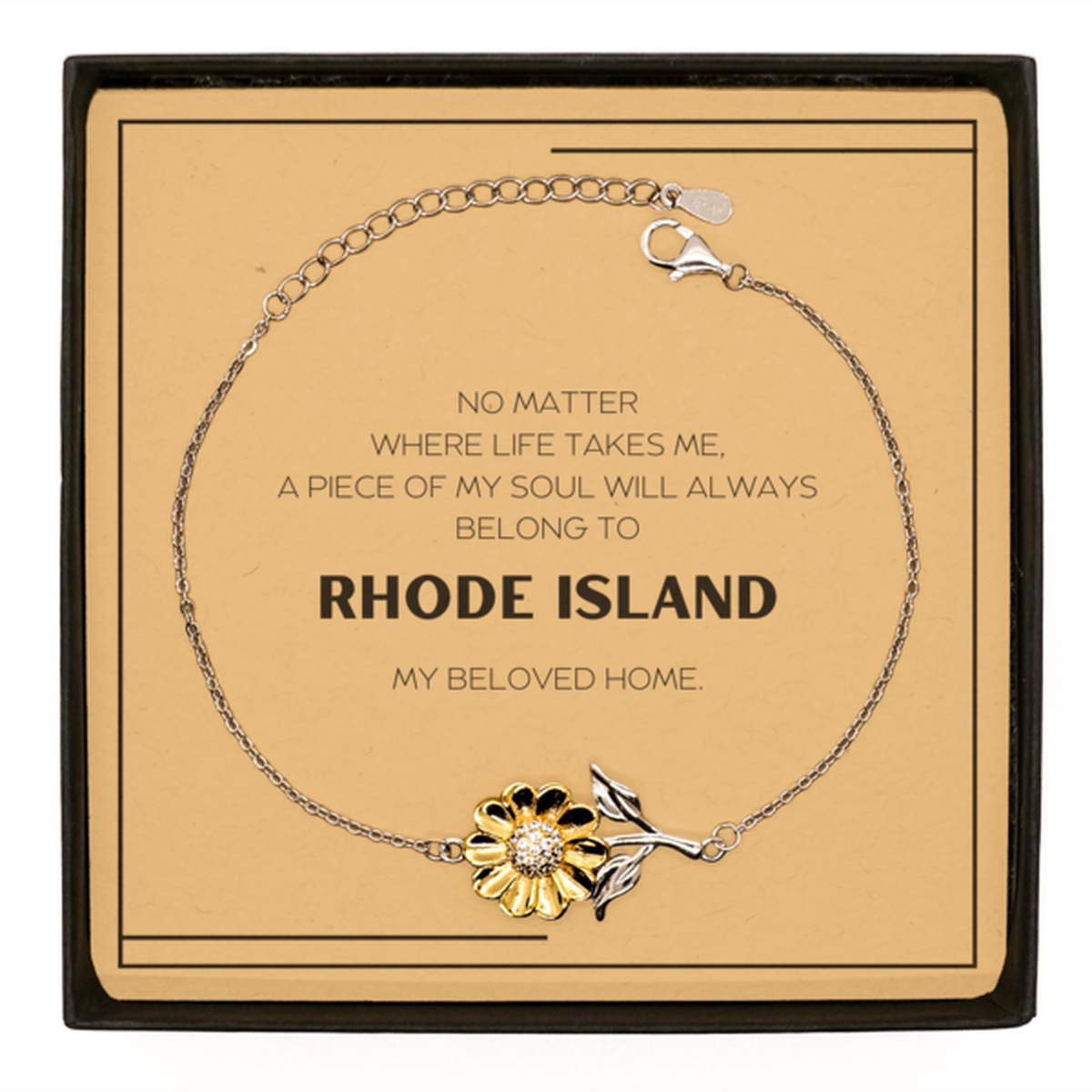 Rhode Island Sunflower Bracelet - My Soul Will Always Belong | Unique Gift for All Occasions