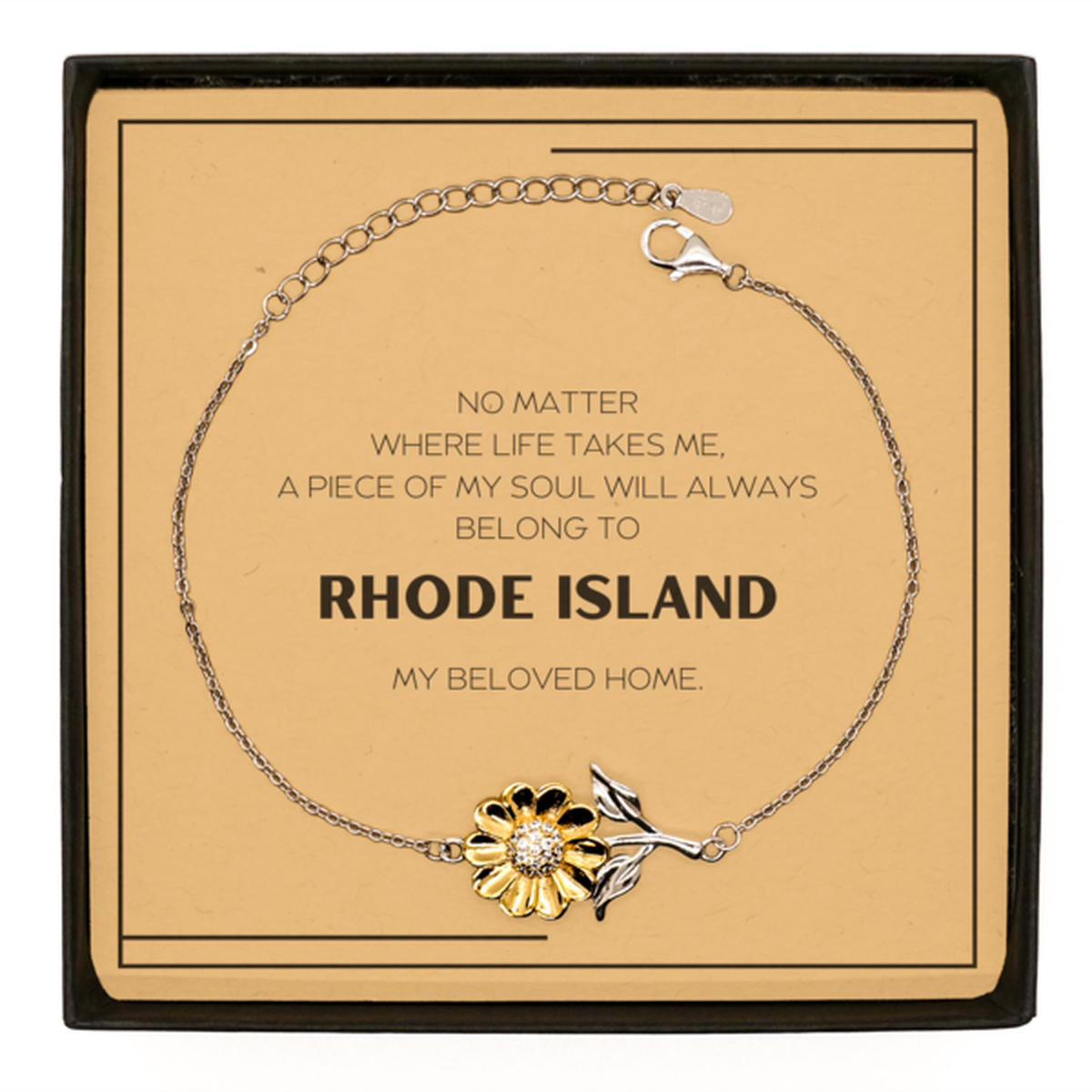 Love Rhode Island State Gifts, My soul will always belong to Rhode Island, Proud Sunflower Bracelet, Birthday Unique Gifts For Rhode Island Men, Women, Friends