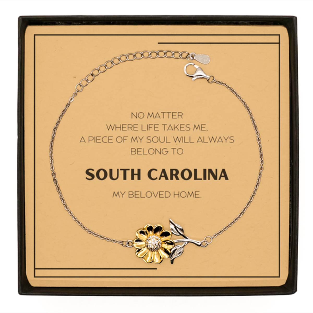 Love South Carolina State Gifts, My soul will always belong to South Carolina, Proud Sunflower Bracelet, Birthday Unique Gifts For South Carolina Men, Women, Friends