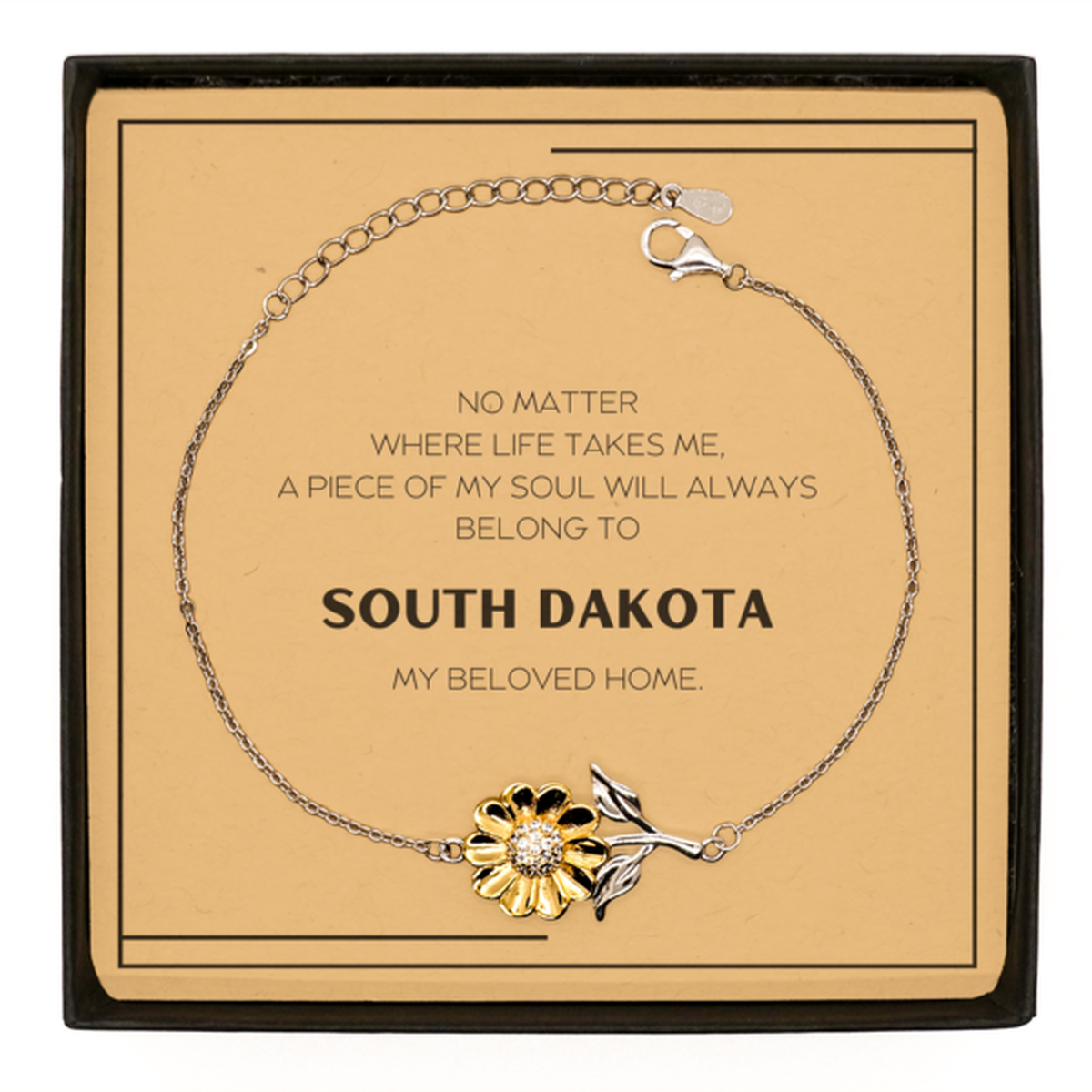 Love South Dakota State Gifts, My soul will always belong to South Dakota, Proud Sunflower Bracelet, Birthday Unique Gifts For South Dakota Men, Women, Friends