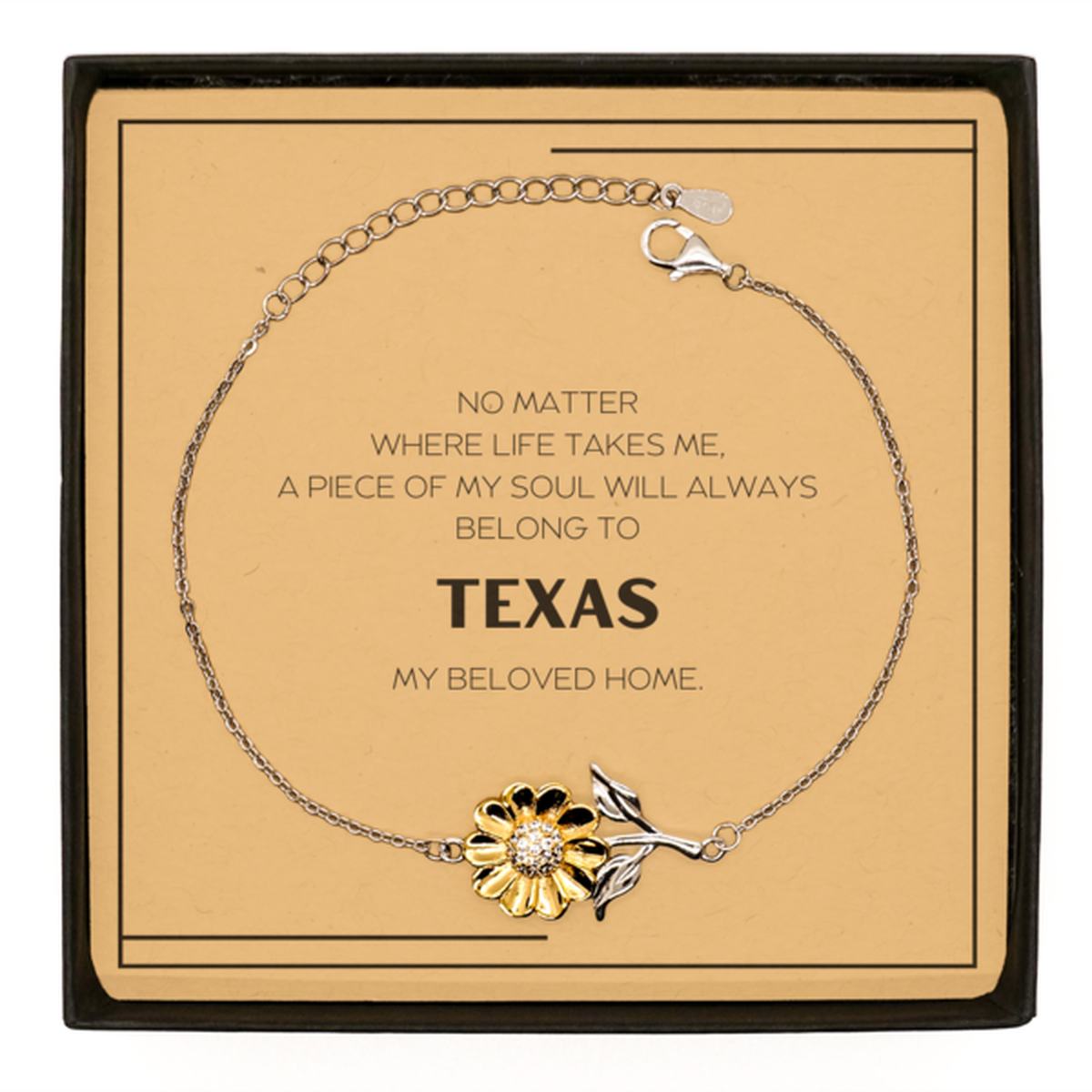 Texas Sunflower Bracelet - My Soul Will Always Belong to Texas | Unique Gift for All Occasions