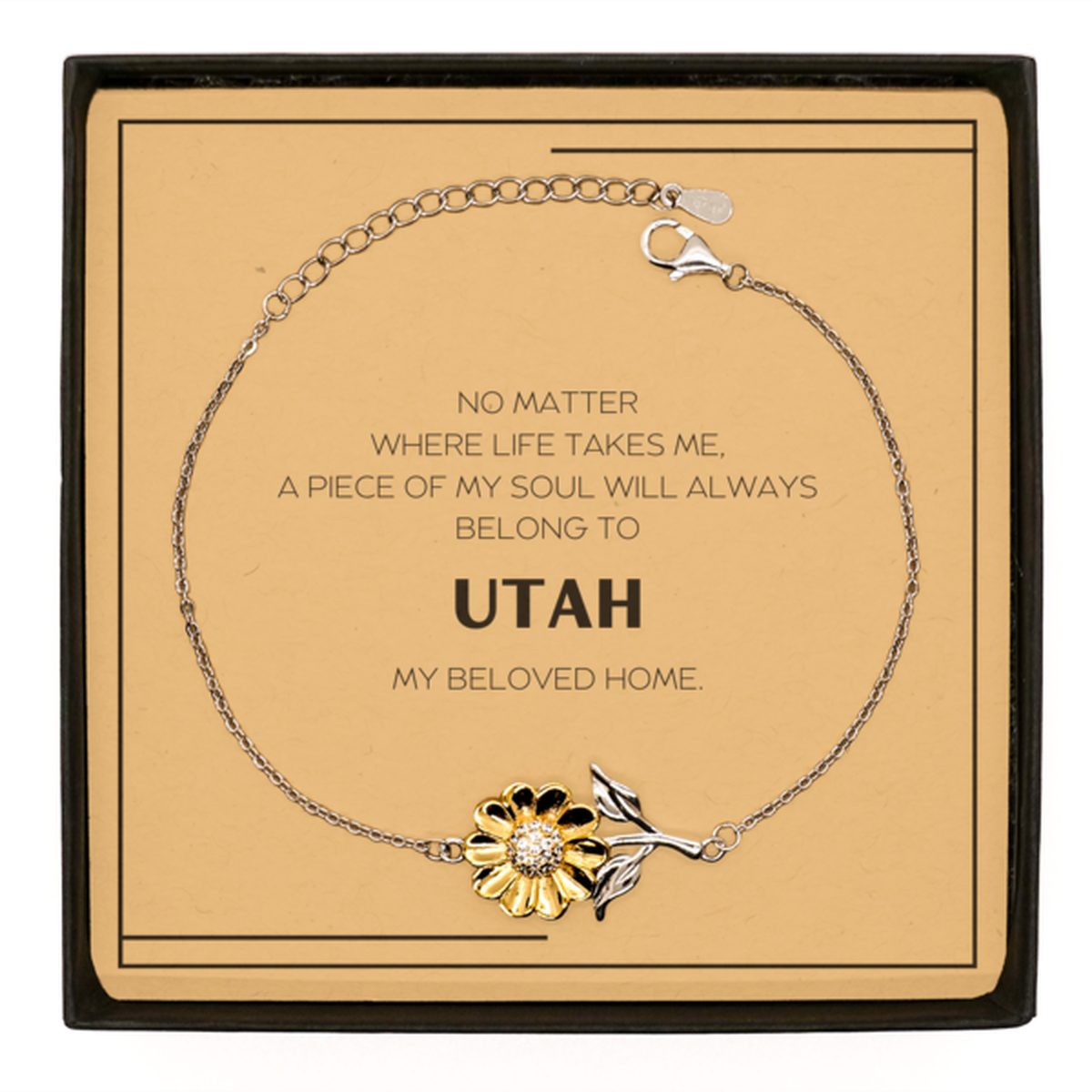 Love Utah State Gifts, My soul will always belong to Utah, Proud Sunflower Bracelet, Birthday Unique Gifts For Utah Men, Women, Friends