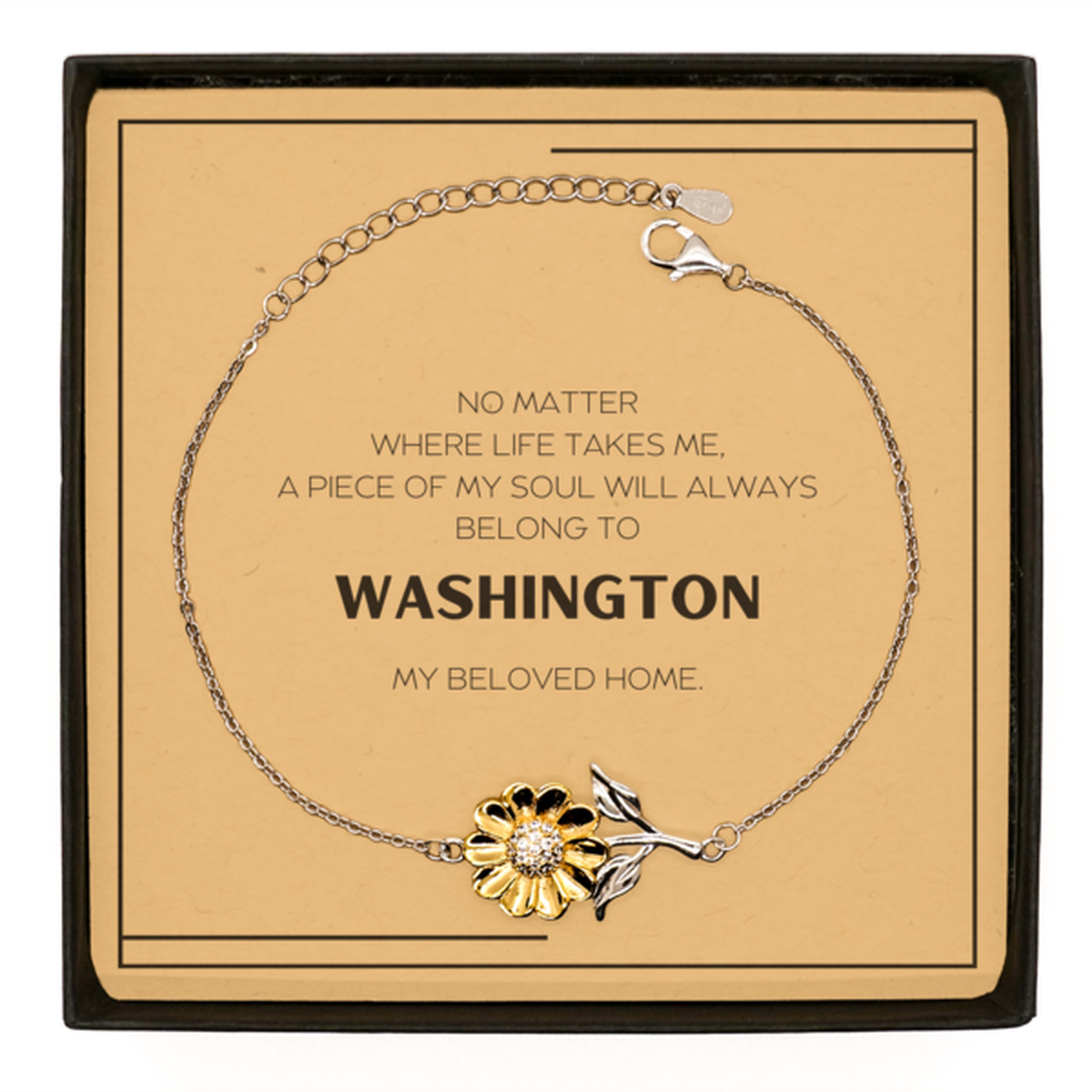 Love Washington State Gifts, My soul will always belong to Washington, Proud Sunflower Bracelet, Birthday Unique Gifts For Washington Men, Women, Friends