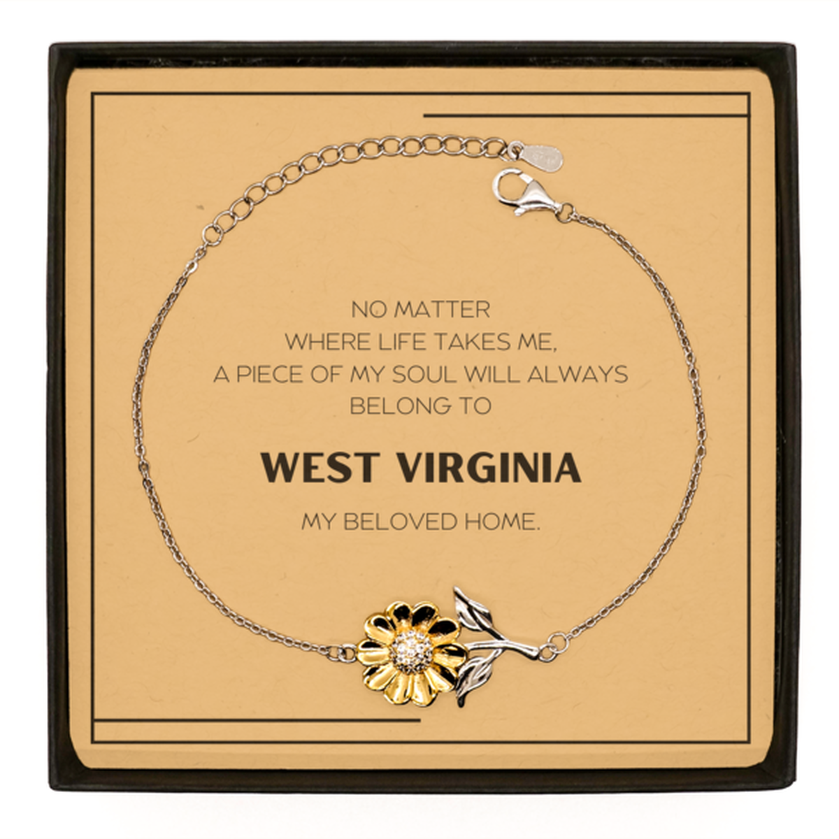West Virginia Sunflower Bracelet - My Soul Will Always Belong | Meaningful Gift