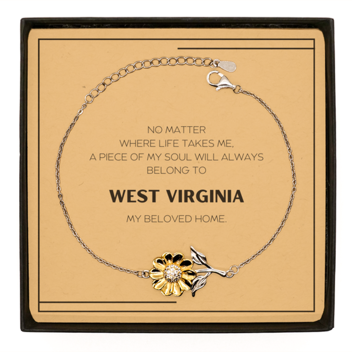 Love West Virginia State Gifts, My soul will always belong to West Virginia, Proud Sunflower Bracelet, Birthday Unique Gifts For West Virginia Men, Women, Friends