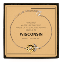 Load image into Gallery viewer, Wisconsin Gift Sunflower Bracelet - My Soul Will Always Belong to Wisconsin | Meaningful Gift
