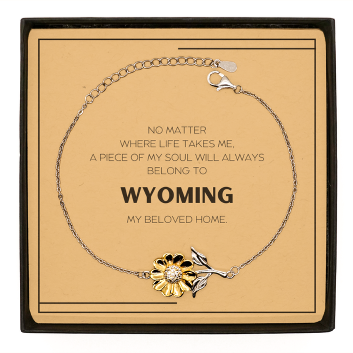 Love Wyoming State Gifts, My soul will always belong to Wyoming, Proud Sunflower Bracelet, Birthday Unique Gifts For Wyoming Men, Women, Friends