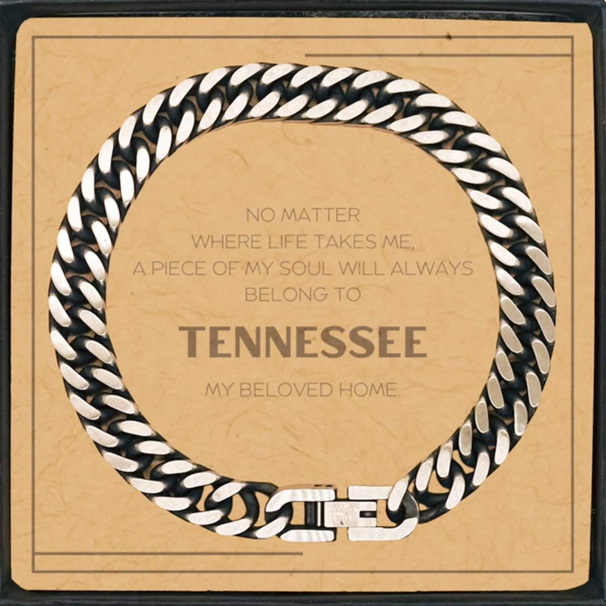 Love Tennessee State Gifts, My soul will always belong to Tennessee, Proud Cuban Link Chain Bracelet, Birthday Unique Gifts For Tennessee Men, Women, Friends