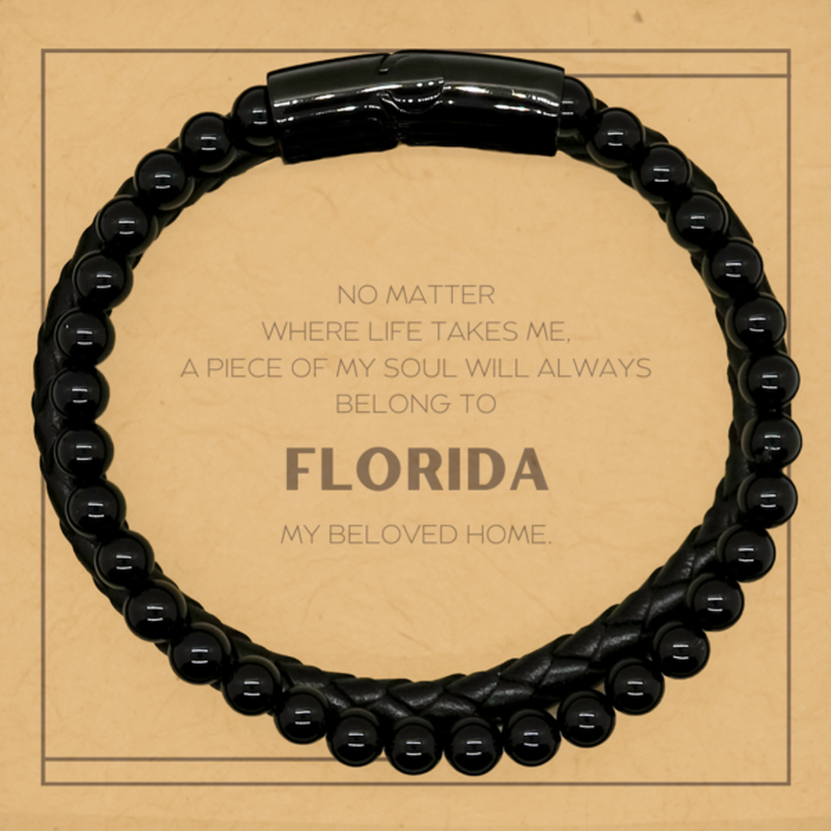 Love Florida State Gifts, My soul will always belong to Florida, Proud Stone Leather Bracelets, Birthday Unique Gifts For Florida Men, Women, Friends