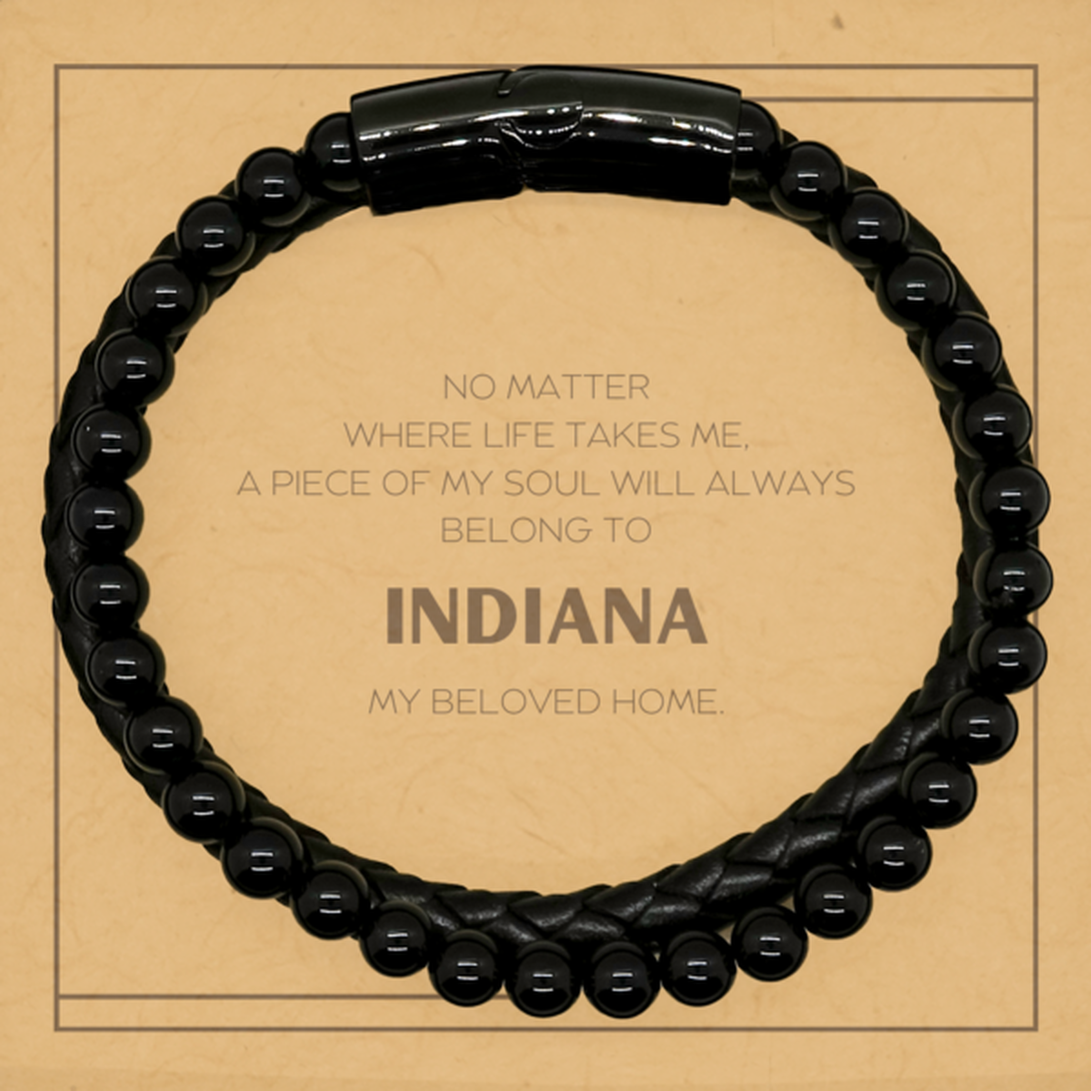 Indiana Men and Women Leather Bracelet - My Soul Belongs to Indiana | Birthday Gift