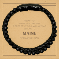 Load image into Gallery viewer, Maine Soul Leather Bracelet - My Soul Will Always Belong to Maine | Inspirational Gift
