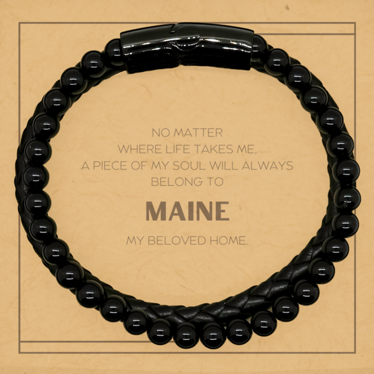 Maine Soul Leather Bracelet - My Soul Will Always Belong to Maine | Inspirational Gift