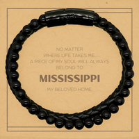 Load image into Gallery viewer, Mississippi State Stone Leather Bracelet - My Soul Belongs to Mississippi | Birthday Gift
