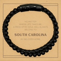 Load image into Gallery viewer, South Carolina Stone Leather Bracelet - My Soul Belongs to South Carolina | Birthday Gift
