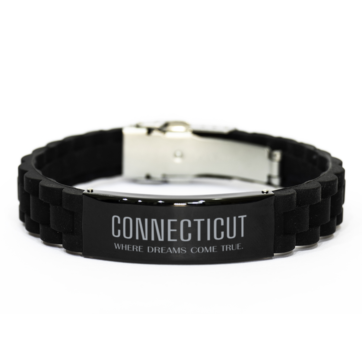 Love Connecticut State Black Glidelock Clasp Bracelet, Connecticut Where dreams come true, Birthday Inspirational Gifts For Connecticut Men, Women, Friends