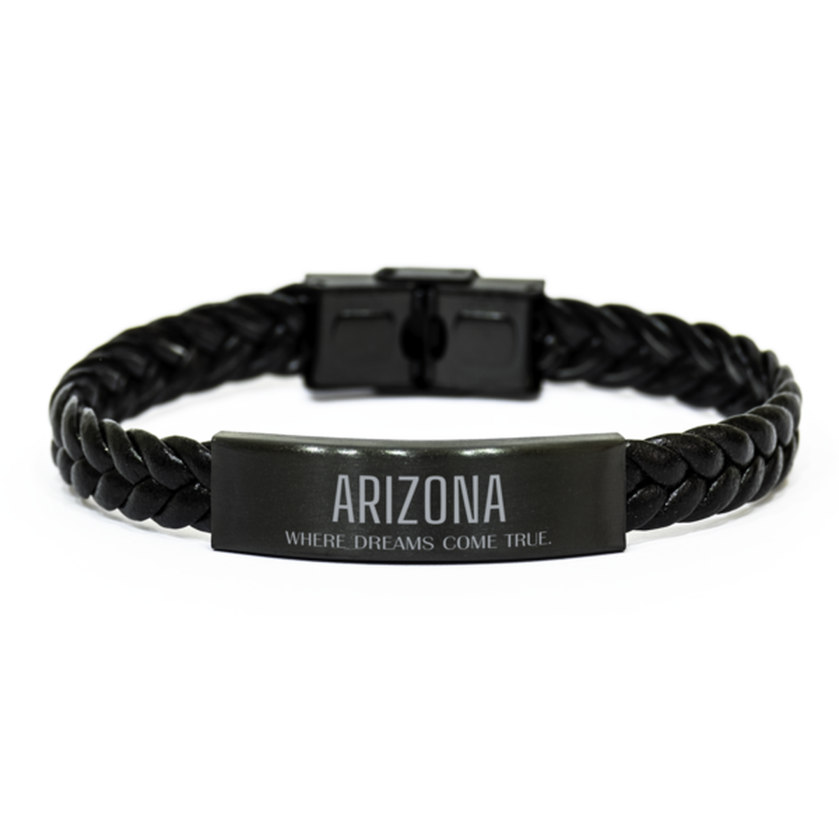 Love Arizona State Braided Leather Bracelet, Arizona Where dreams come true, Birthday Inspirational Gifts For Arizona Men, Women, Friends