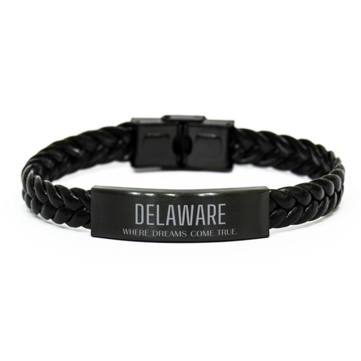 Love Delaware State Braided Leather Bracelet, Delaware Where dreams come true, Birthday Inspirational Gifts For Delaware Men, Women, Friends