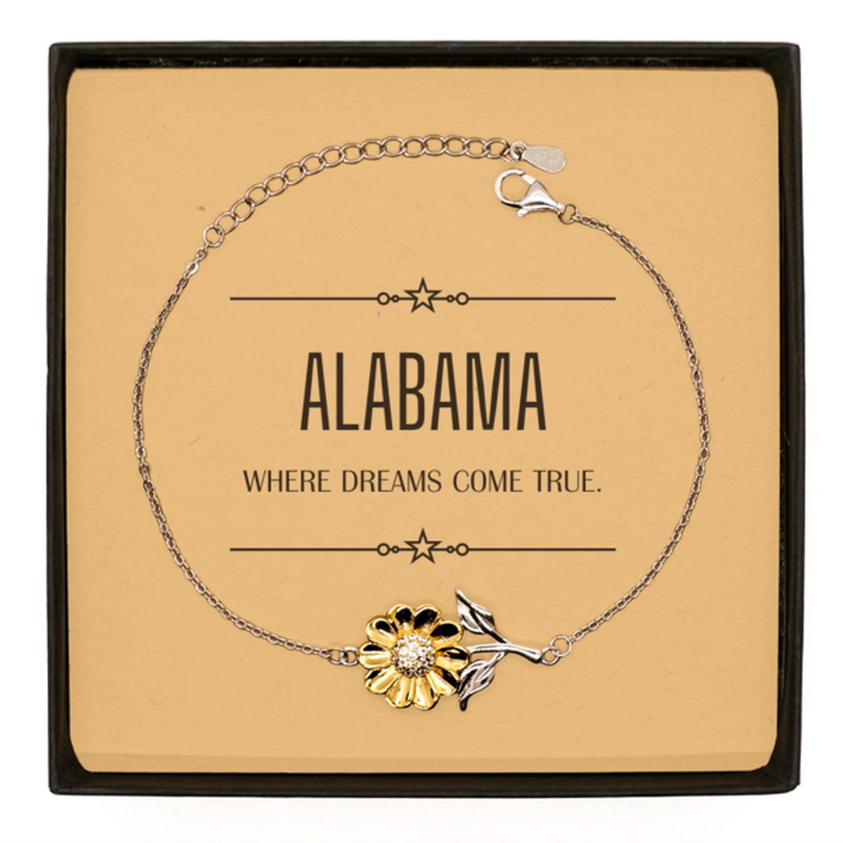 Love Alabama State Sunflower Bracelet, Alabama Where dreams come true, Birthday Inspirational Gifts For Alabama Men, Women, Friends