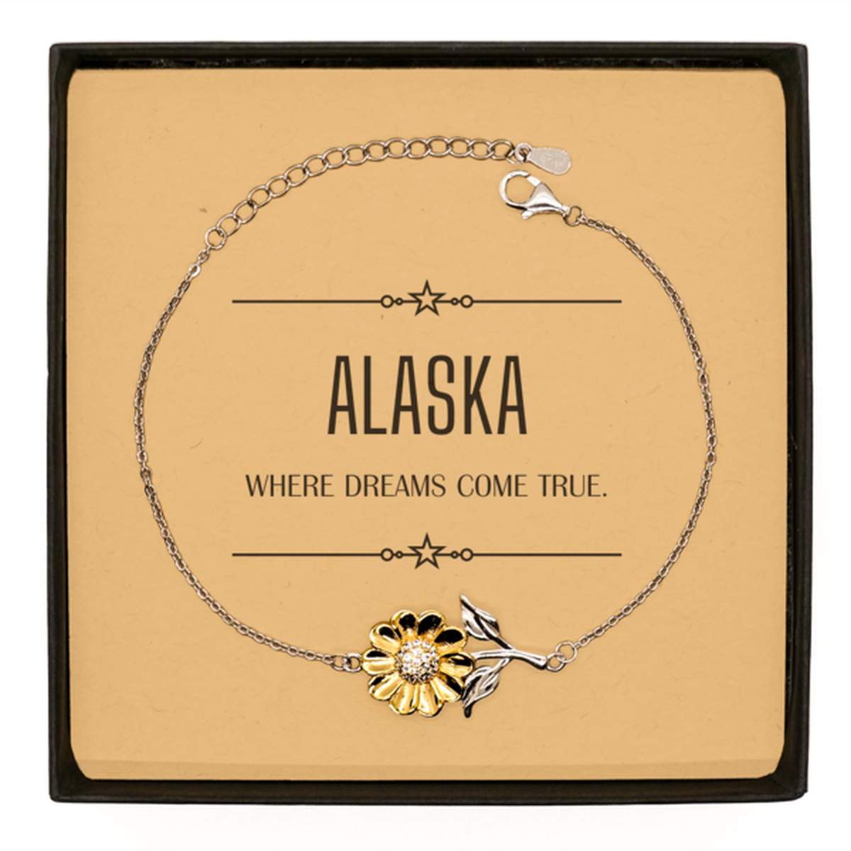 Love Alaska State Sunflower Bracelet, Alaska Where dreams come true, Birthday Inspirational Gifts For Alaska Men, Women, Friends