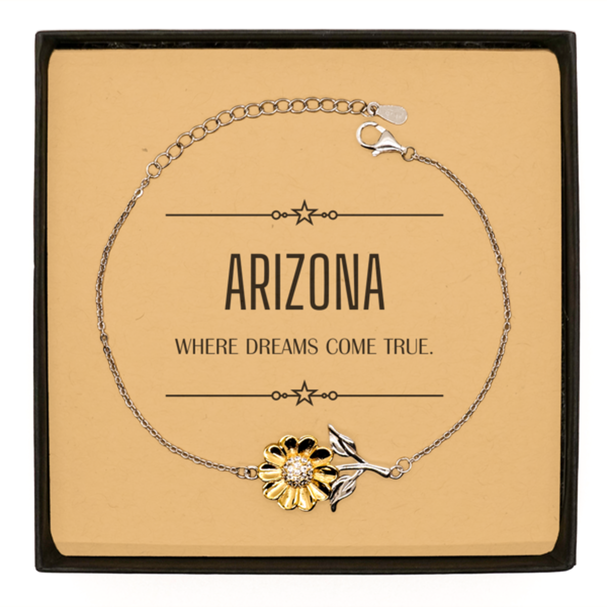Love Arizona State Sunflower Bracelet, Arizona Where dreams come true, Birthday Inspirational Gifts For Arizona Men, Women, Friends
