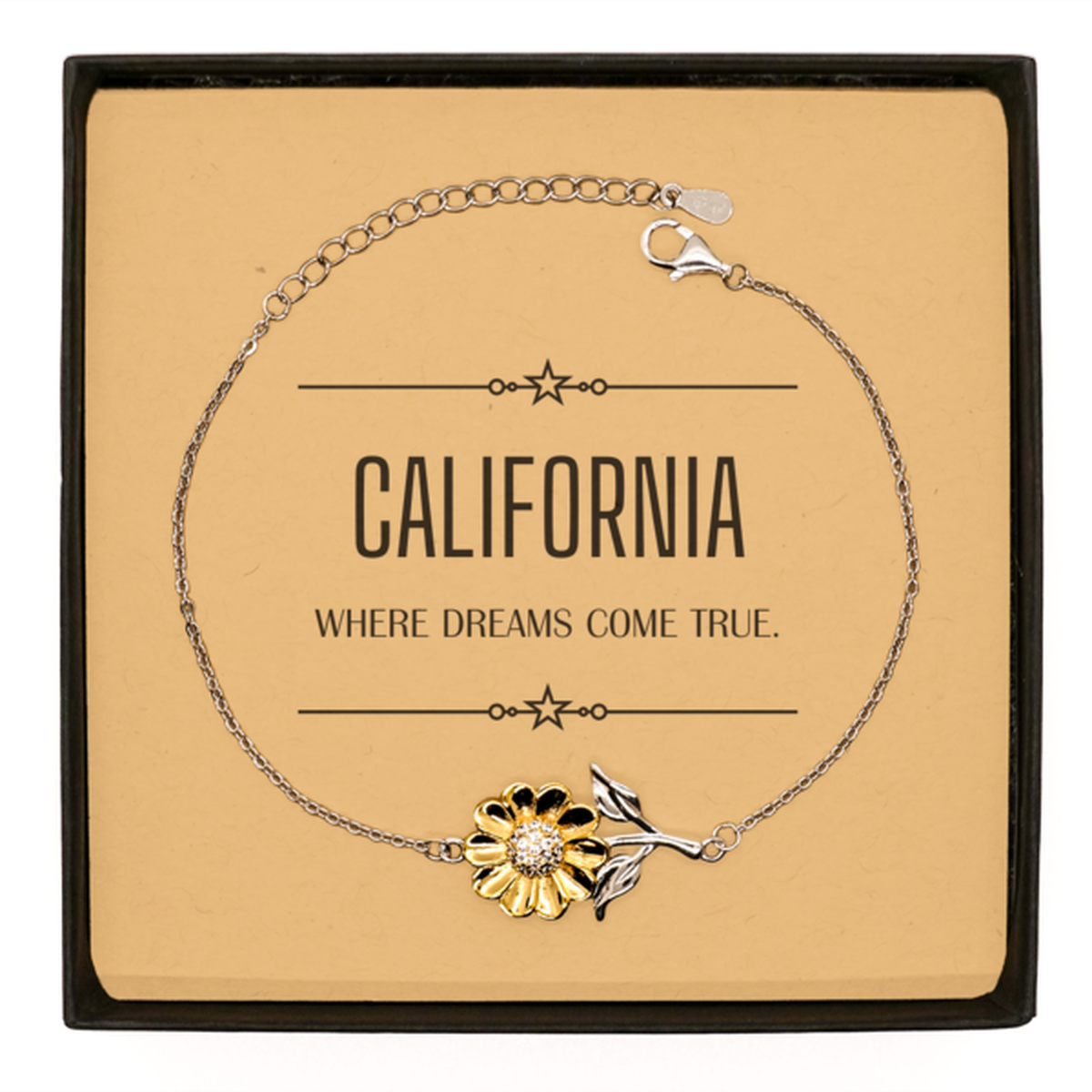 Love California State Sunflower Bracelet, California Where dreams come true, Birthday Inspirational Gifts For California Men, Women, Friends