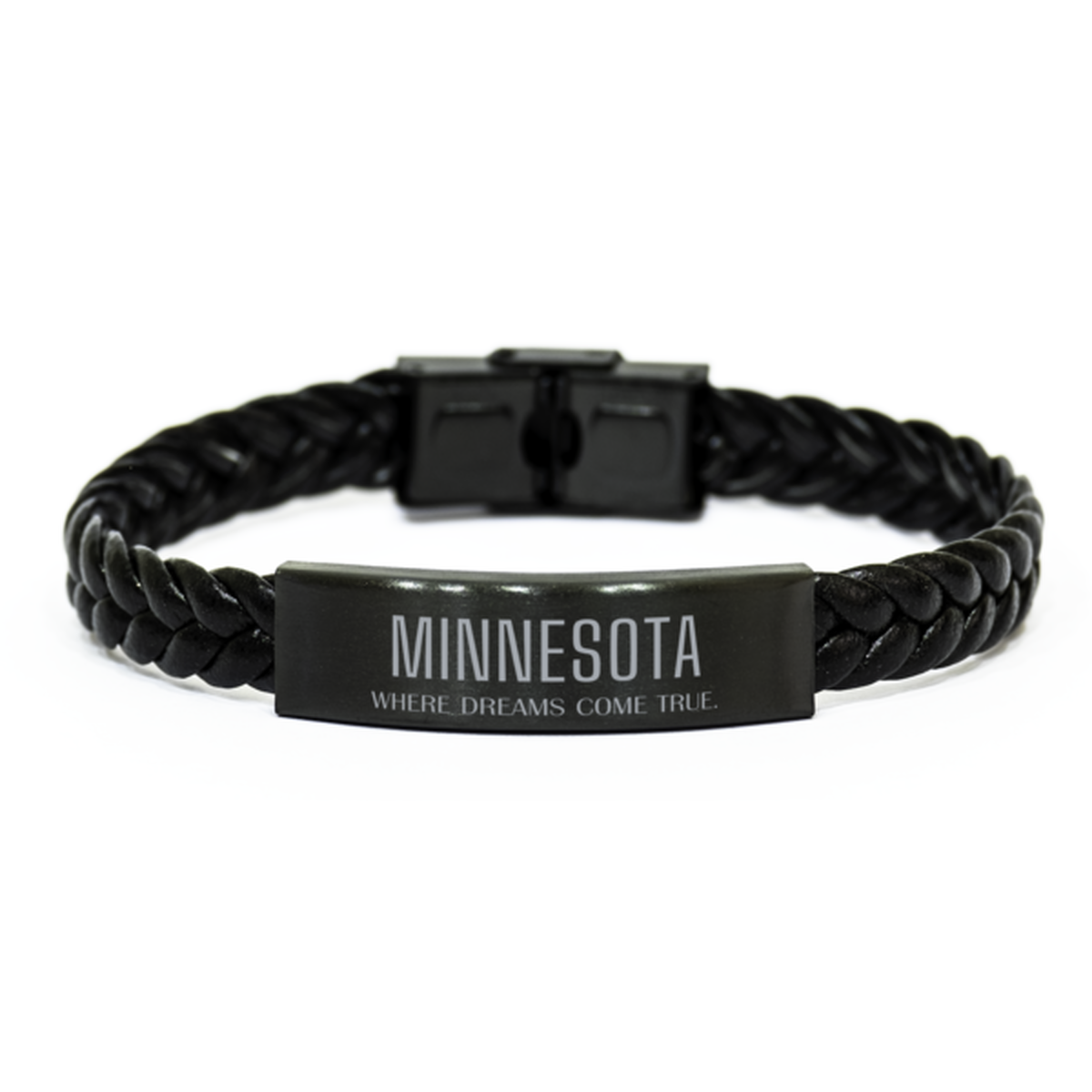 Minnesota State Braided Leather Bracelet - Where Dreams Come True | Inspirational Gift