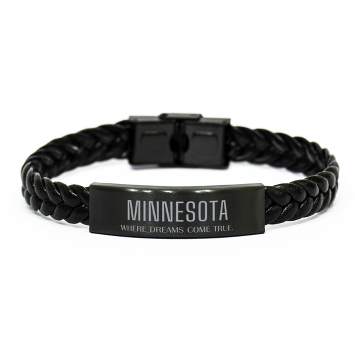 Love Minnesota State Braided Leather Bracelet, Minnesota Where dreams come true, Birthday Inspirational Gifts For Minnesota Men, Women, Friends