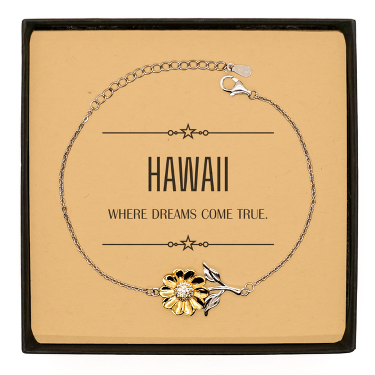 Love Hawaii State Sunflower Bracelet, Hawaii Where dreams come true, Birthday Inspirational Gifts For Hawaii Men, Women, Friends