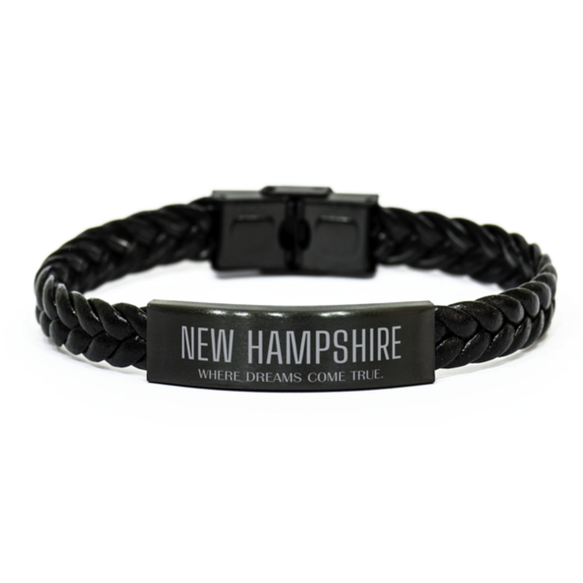 Love New Hampshire State Braided Leather Bracelet, New Hampshire Where dreams come true, Birthday Inspirational Gifts For New Hampshire Men, Women, Friends